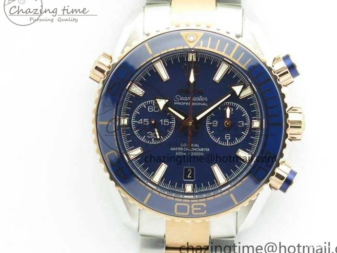 0101 Seamaster Pro Chrono SS RG OM Best Edition Blue Ceramic Blue Dial On SS RG Bracelet A Snug 8129